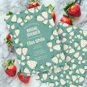 Invitación Personalizado de fresa blanca de Pineberry ducha d