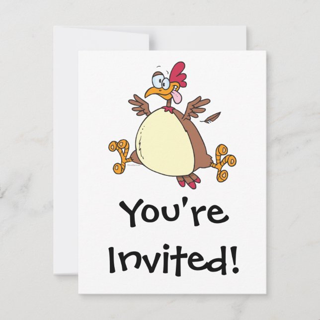 Invitación personalizado de gallina loca (Anverso)