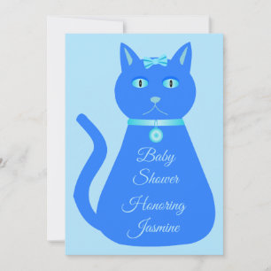 Invitación Personalizado de gato de niño pequeño azul