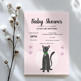 Invitación Personalizado de gatos de la tabla rosa de los chi