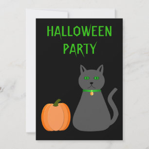 Invitación Personalizado de gatos y calabazas de Halloween