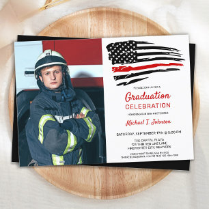 Invitación Personalizado de graduación de bomberos foto delga