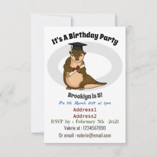 Invitación Personalizado de graduación de pangolin lindo
