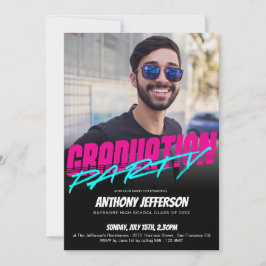 Invitación Personalizado de Graduación Neon Fun de Tipografía