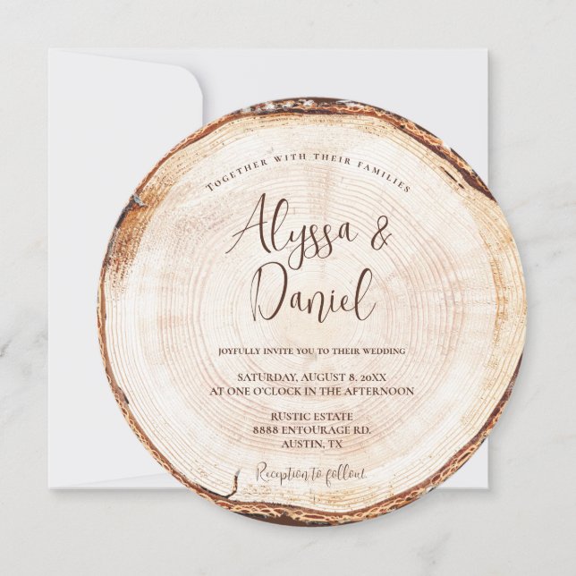 Invitación Personalizado de grano de corte de madera Invitaci (Anverso)