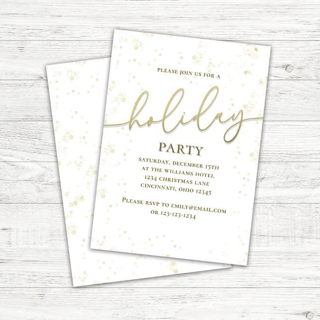 Invitación Personalizado de guión de caligrafía de oro de fie (Gold calligraphy script holiday party invitations.)