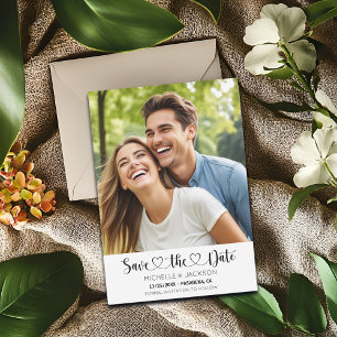 Invitación Personalizado de guiones de corazón Foto Guardar l