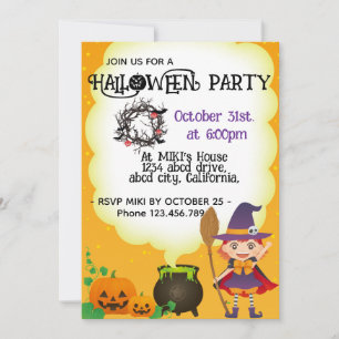 Invitación Personalizado de Halloween Cute Whimsical Funny Na