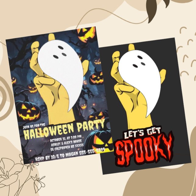 Invitación Personalizado de Halloween de dos caras fantasmagó (Subido por el creador)