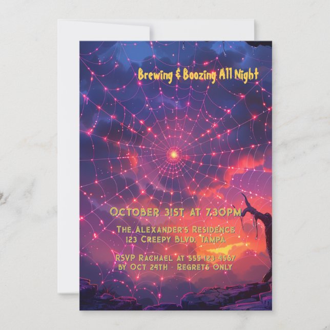 Invitación Personalizado de Halloween de Spider cósmico (Anverso)