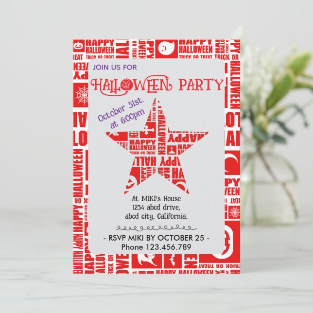 Invitación Personalizado de Halloween Guay Tipografía caprich (Anverso de pie)