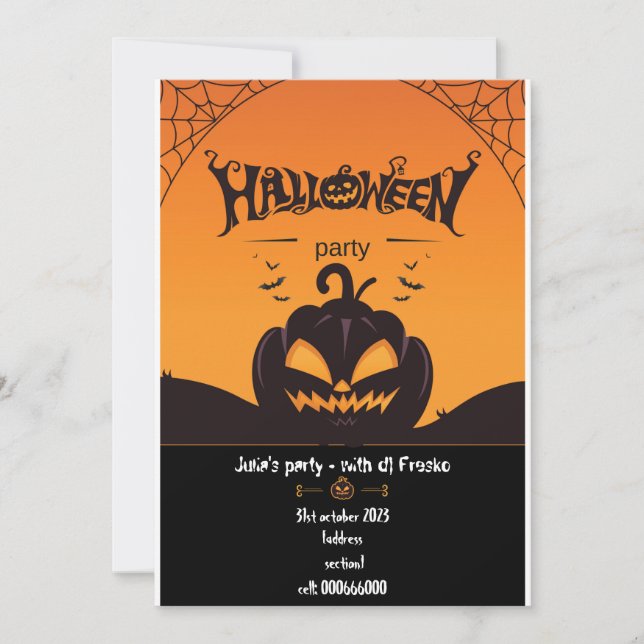 Invitación personalizado de halloween para la fies (Anverso)