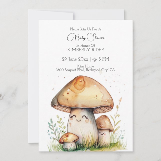 Invitación Personalizado de hongos (Anverso)