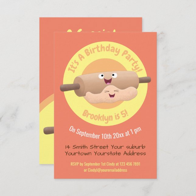 Invitación Personalizado de horneado de rodillos y pasta de m (Anverso / Reverso)