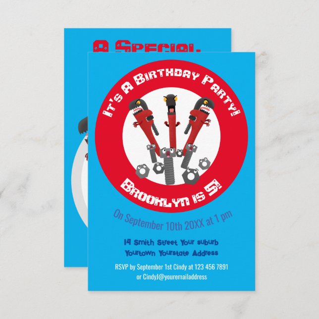 Invitación Personalizado de humor de herramientas monstruosas (Anverso / Reverso)