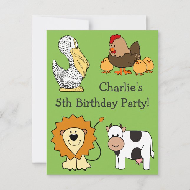 Invitación Personalizado de ilustraciones de animales envía i (Anverso)