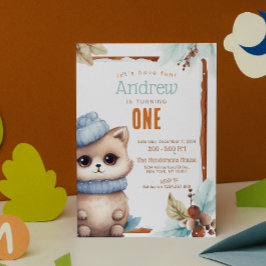 Invitación Personalizado de Invierno de Caída de Gato Cute Fi