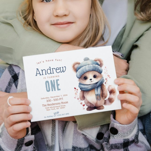 Invitación Personalizado de Invierno de Caída de Gato Cute Fi (Subido por el creador)