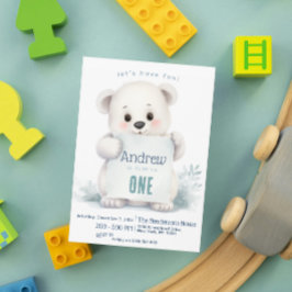 Invitación Personalizado de invierno de oso blanco lindo fies