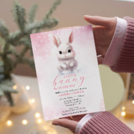 Invitación Personalizado de invierno lindo conejito rosa Baby