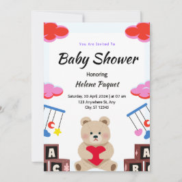 Invitación Personalizado de juguete de Teddy  Baby Boy Invita