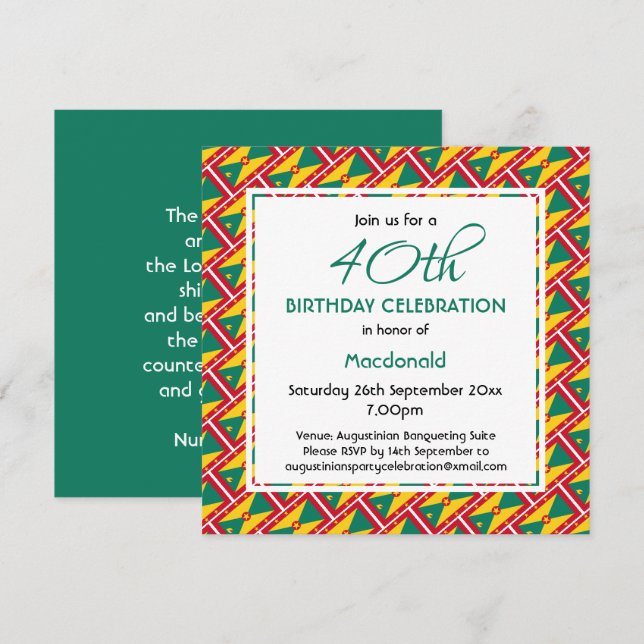 Invitación Personalizado de la BANDERA DE GRANADA CARRIACOU C (Anverso / Reverso)