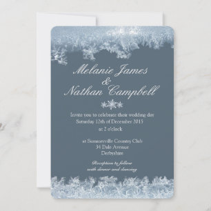 Invitación Personalizado de la boda de invierno azul con esca