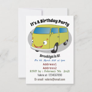 Invitación Personalizado de la camioneta verde lima clásica