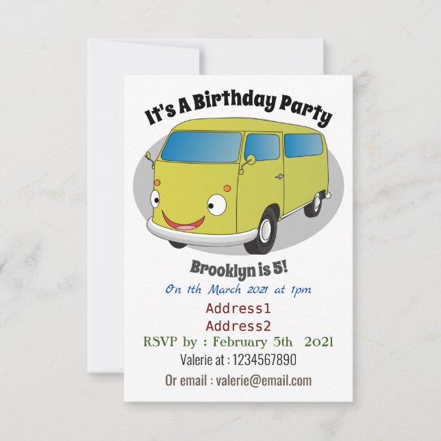 Invitación Personalizado de la camioneta verde lima clásica (Anverso)