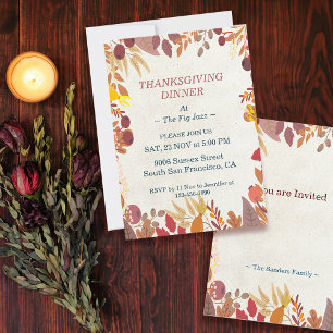 Invitación Personalizado de la cena de Acción de Gracias de F
