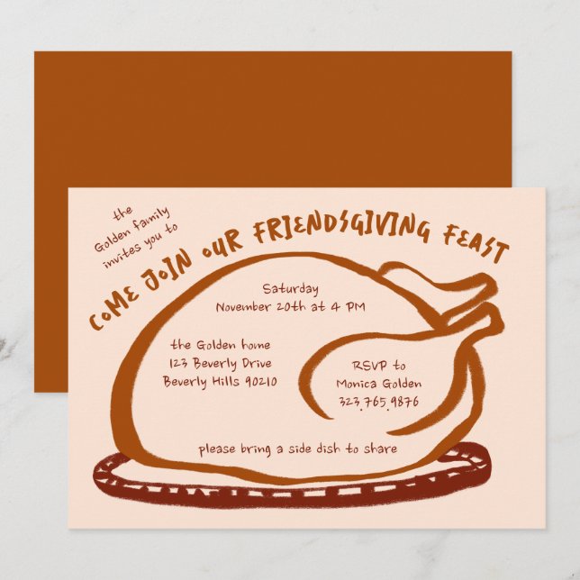 Invitación Personalizado de la cena de Thimsical Thankending  (Anverso / Reverso)