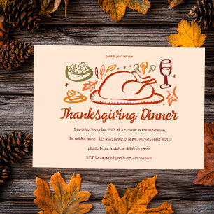 Invitación Personalizado de la cena de Thimsical Thankending