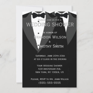 Invitación Personalizado De La Ducha De La Boda Gay Negra Y B