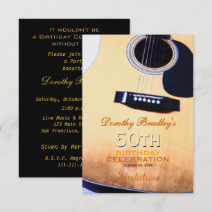 Invitación Personalizado de la Fiesta de 50 Años de la Guitar