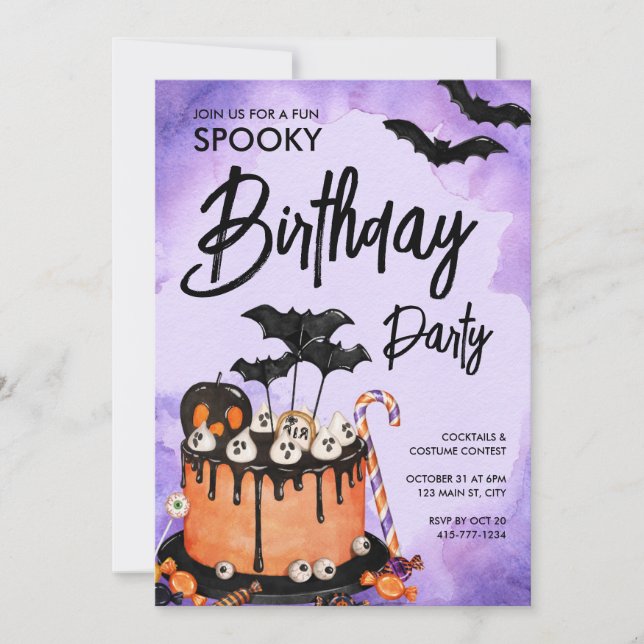 Invitación Personalizado de la fiesta de cumpleaños de Hallow (Anverso)