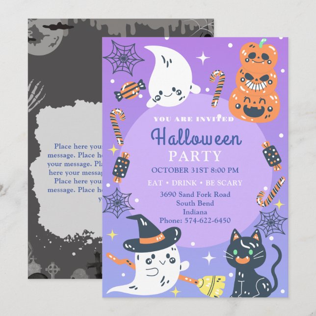 Invitación Personalizado de la fiesta de Halloween de oficina (Anverso / Reverso)