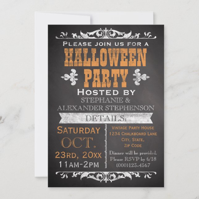 Invitación Personalizado de la fiesta de Halloween en Chalkbo (Anverso)
