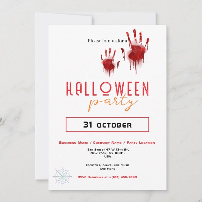 Invitación Personalizado de la fiesta de Halloween en la Huel (Anverso)