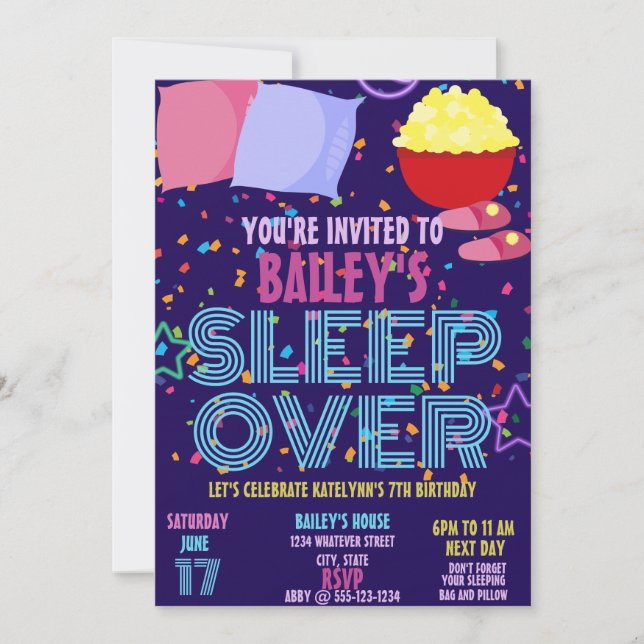 Invitación Personalizado de la fiesta de sueño por cumpleaños (Anverso)