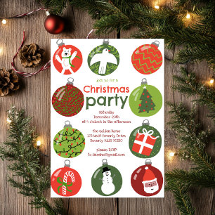 Invitación Personalizado de la fiesta navideña de los adornos