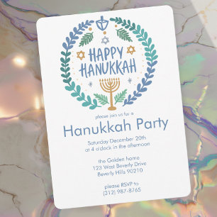 Invitación Personalizado de la fiesta navideña en Hanukkah