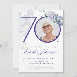 Invitación Personalizado de la glicinia morada foto 70 cumple