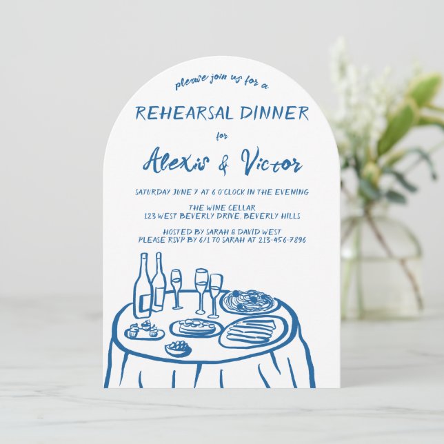 Invitación Personalizado de la mesa de comedor con dibujos de (Anverso de pie)