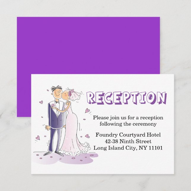 Invitación Personalizado de la recepción de la boda púrpura n (Anverso / Reverso)
