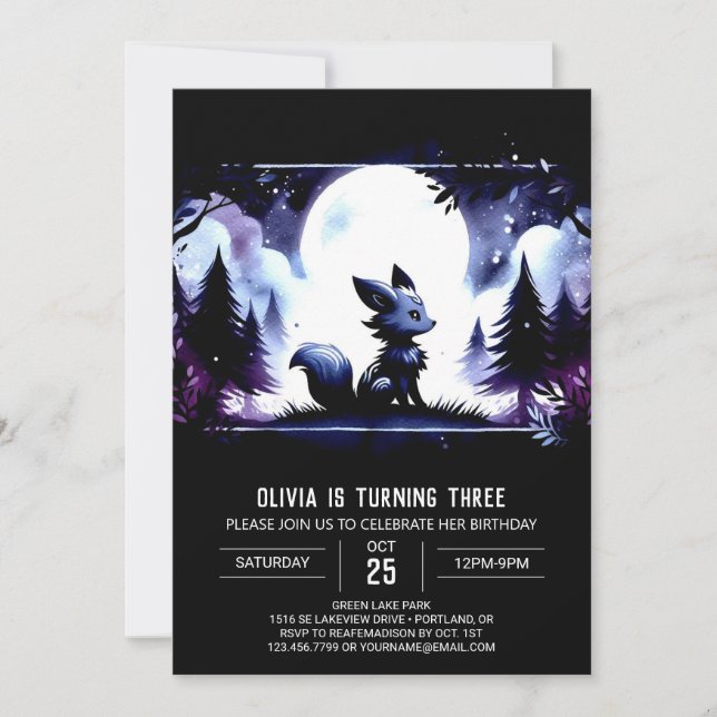 Invitación Personalizado de la selva Wolf Birthday (Anverso)