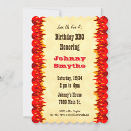 Invitación Personalizado de las llamas rojas Cocina de barbac