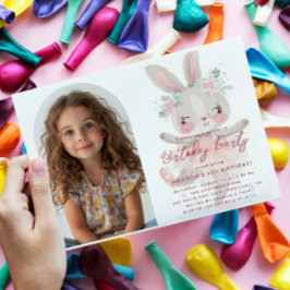 Invitación Personalizado de Little Bunny Ballerina Foto Cumpl