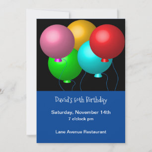 Invitación Personalizado de los Globos de Cumpleaños 50 cumpl