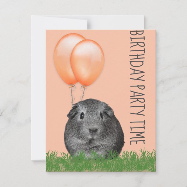Invitación Personalizado de los globos Naranjas de cerdo de G (Anverso)