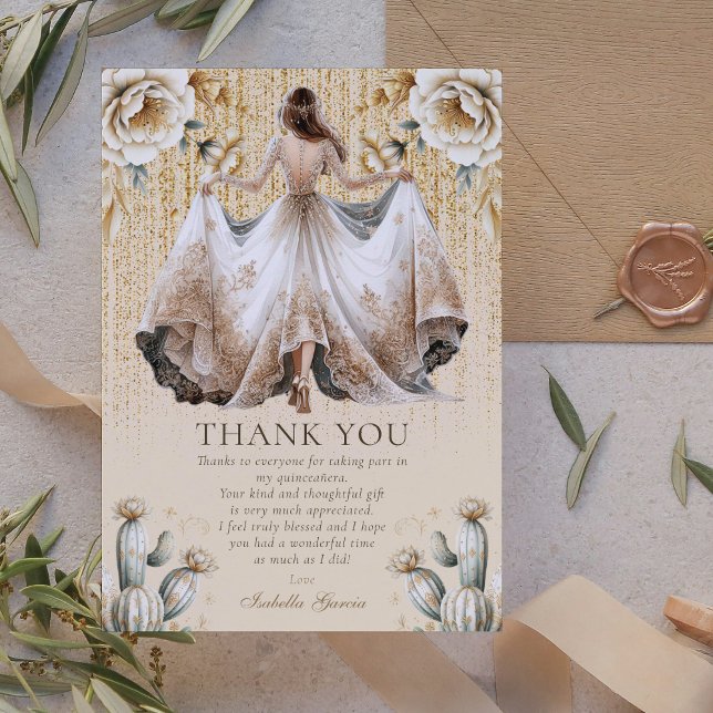 Invitación Personalizado de lujo Marfil & Gold Quinceañera Gr (Subido por el creador)
